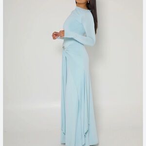 Alaia Muse Light Blue Long Sleeve Dress